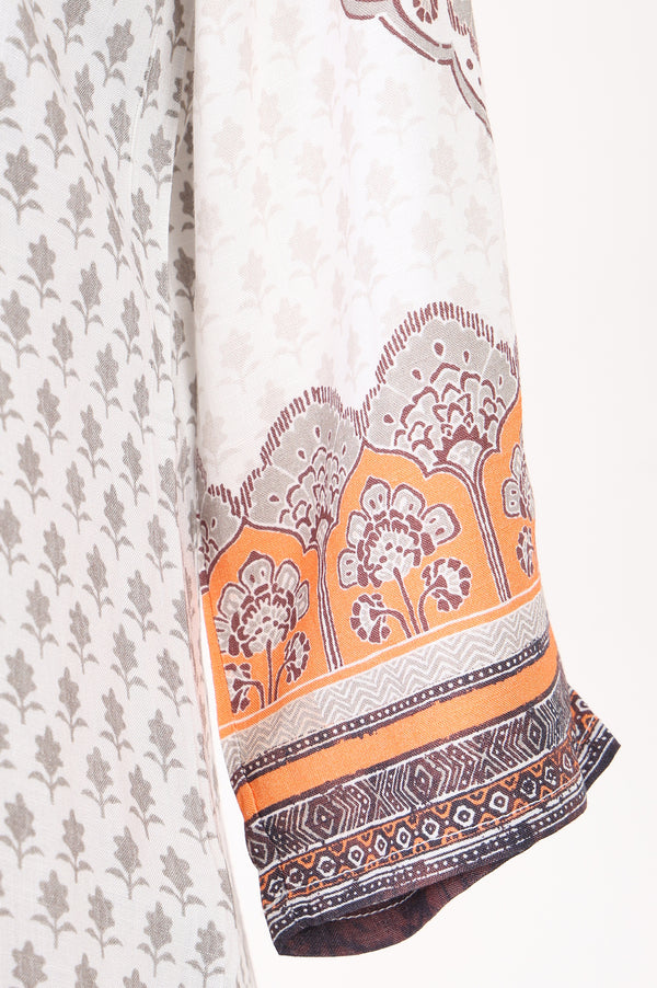Off White Ethnic Motifs Yarn Dyed Straight Kurta With Trousers Co-ord Set