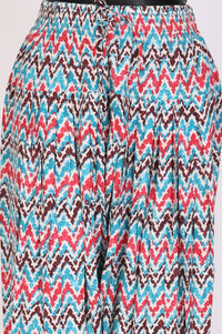 Teal Yarn Dyed Embroidered Straight Kurta with Printed Salwar Set