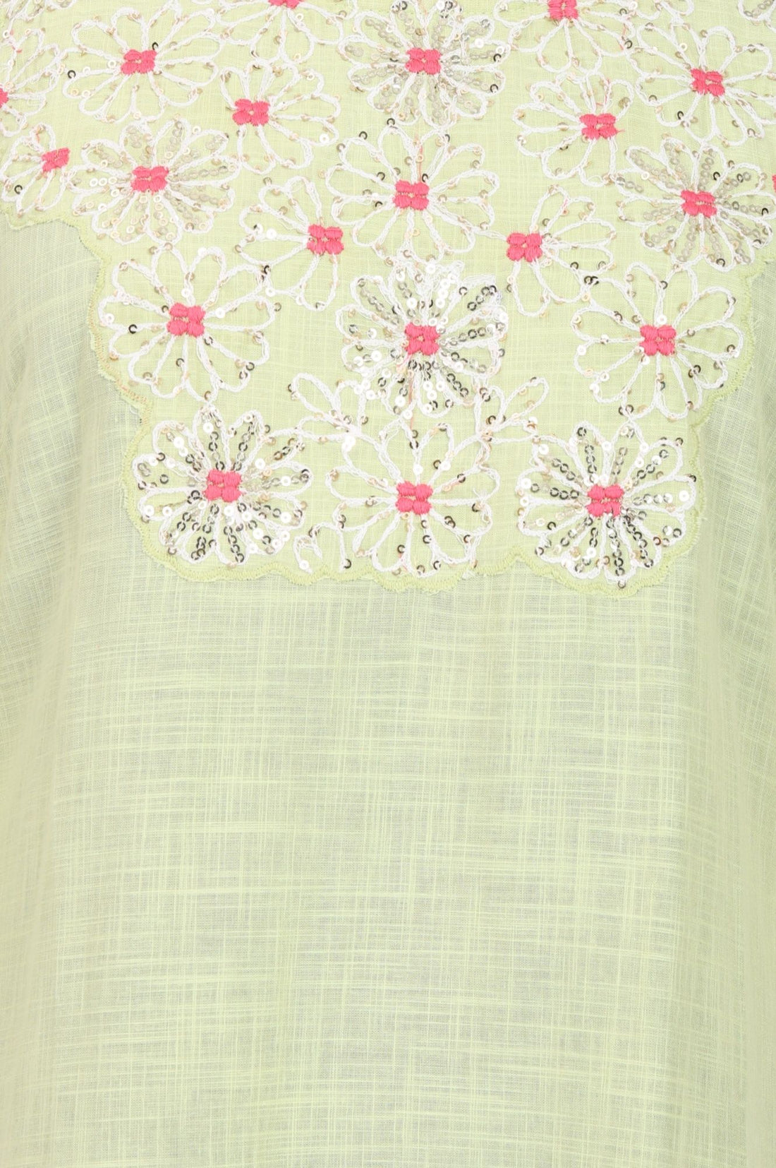 Green Embroidered Pure Cotton Straight Kurta