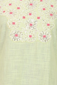Green Embroidered Pure Cotton Straight Kurta