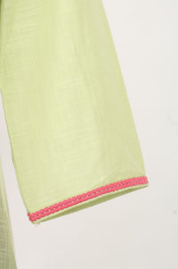 Green Embroidered Pure Cotton Straight Kurta