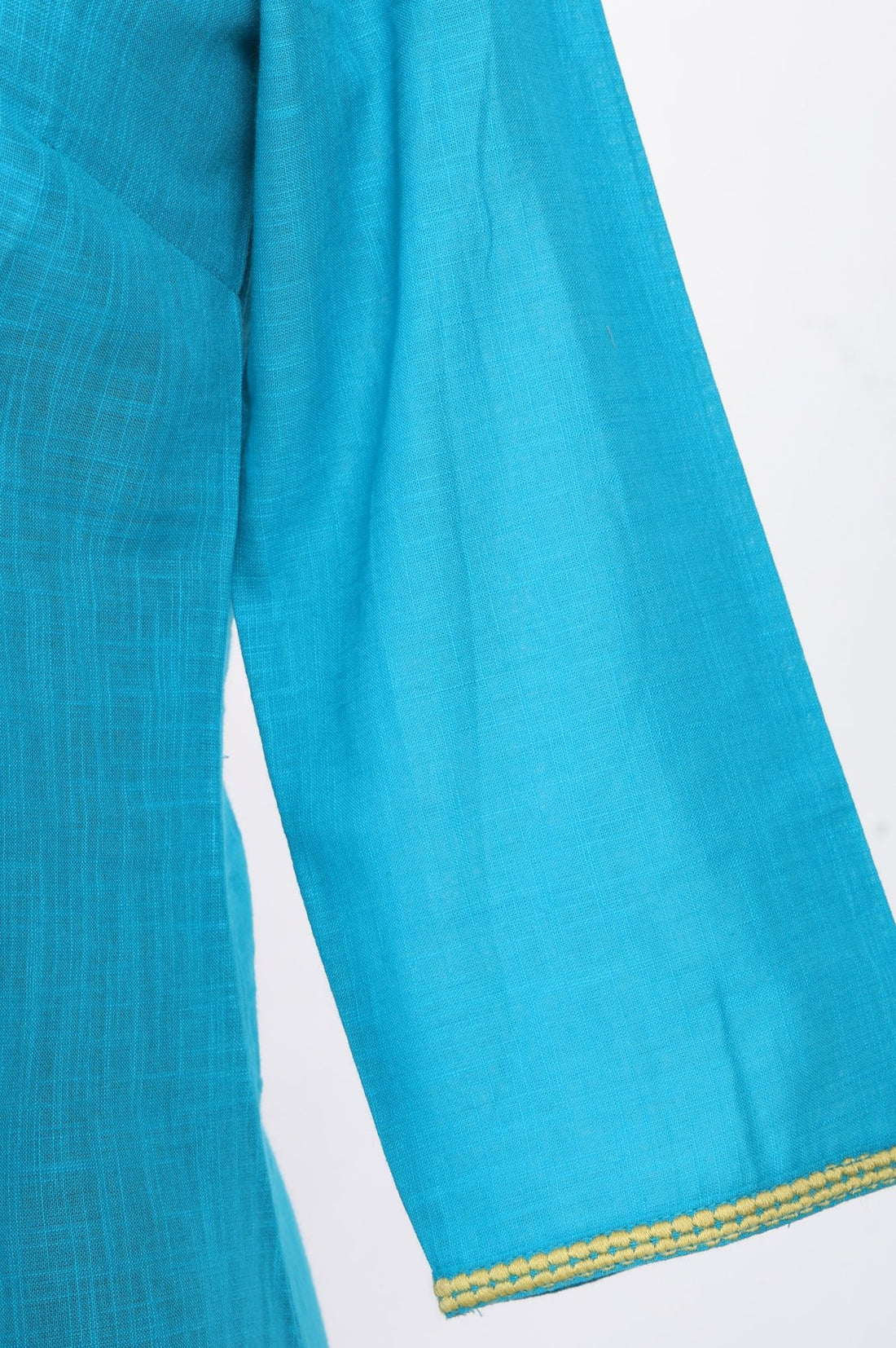 Blue Embroidered Pure Cotton Straight Kurta