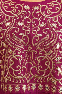 Purple Zari Embroidered A-line Kurta