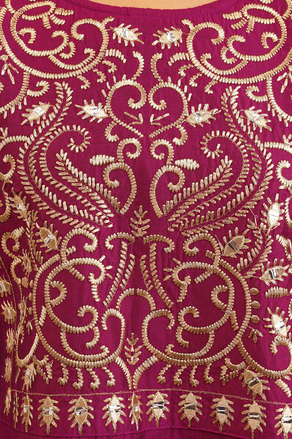 Purple Zari Embroidered A-line Kurta