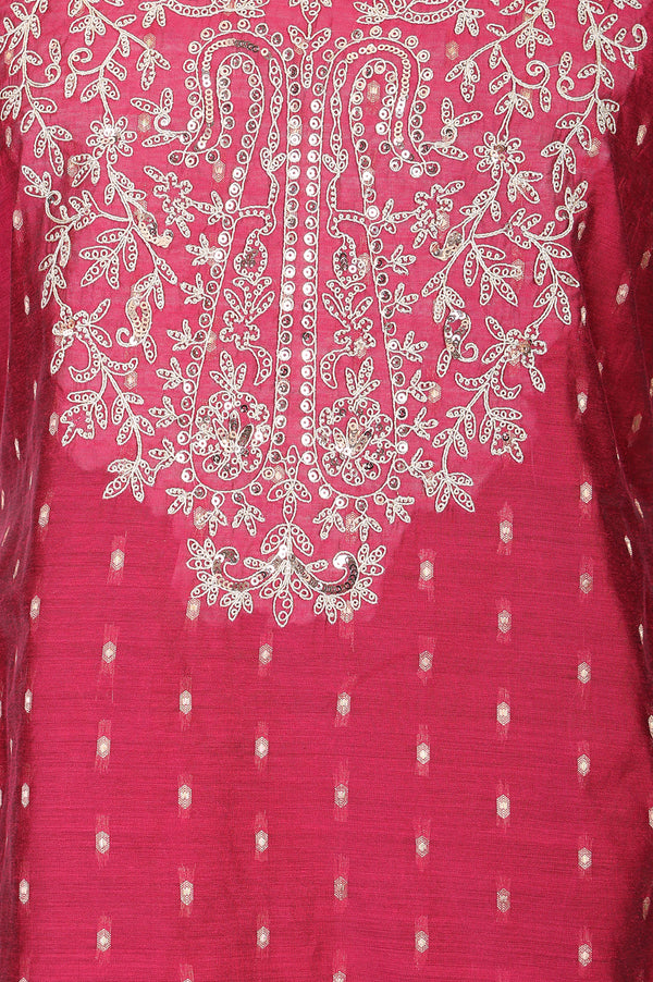 Maroon Thread Embroidered Straight Kurta