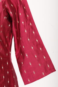 Maroon Thread Embroidered Straight Kurta