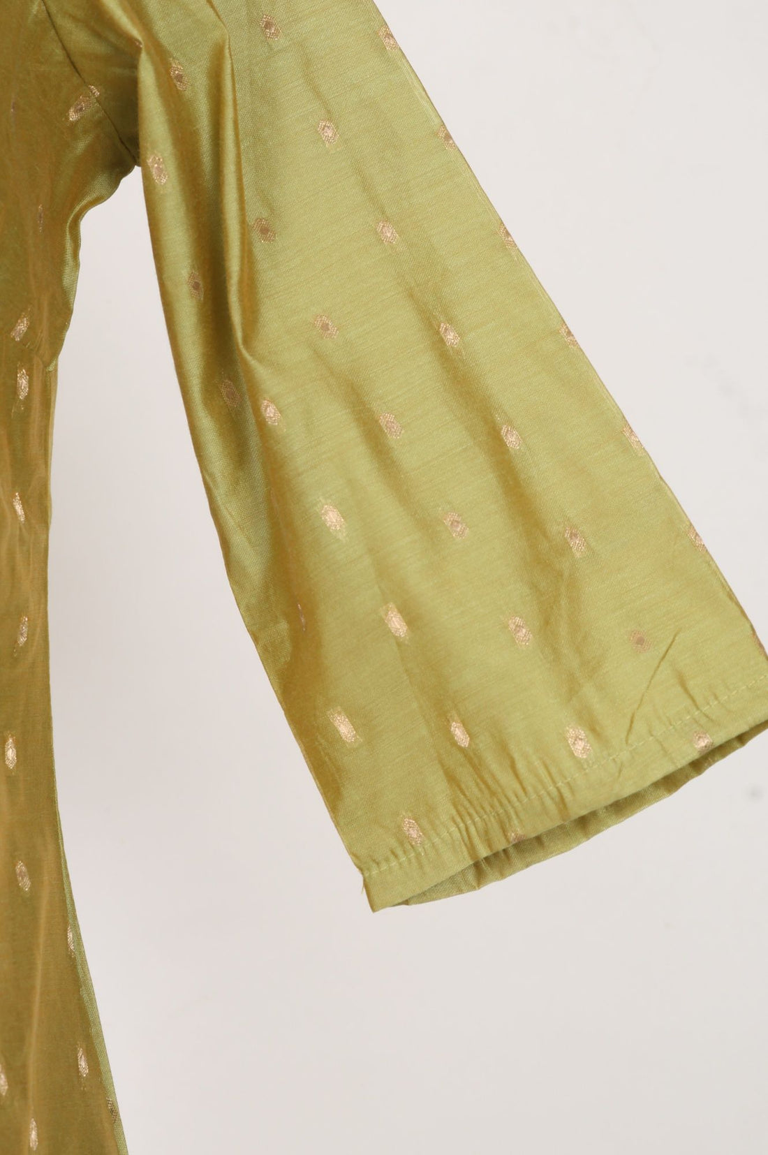 Green Textured Yarn Dyed Embroidered Chanderi A-line Kurta