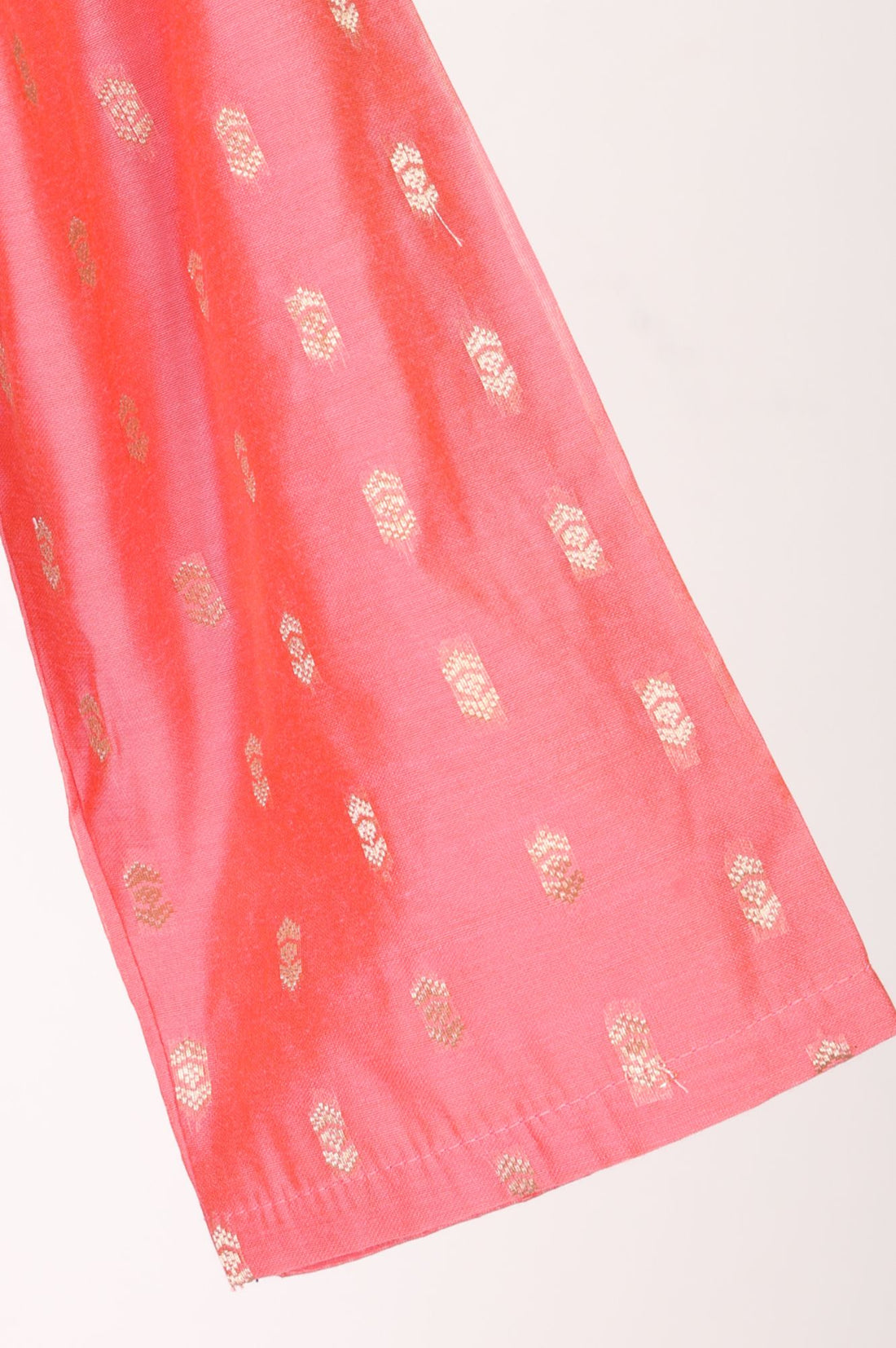 Peach Ethnic Motifs Yarn Dyed Embroidered Chanderi A-line Kurta