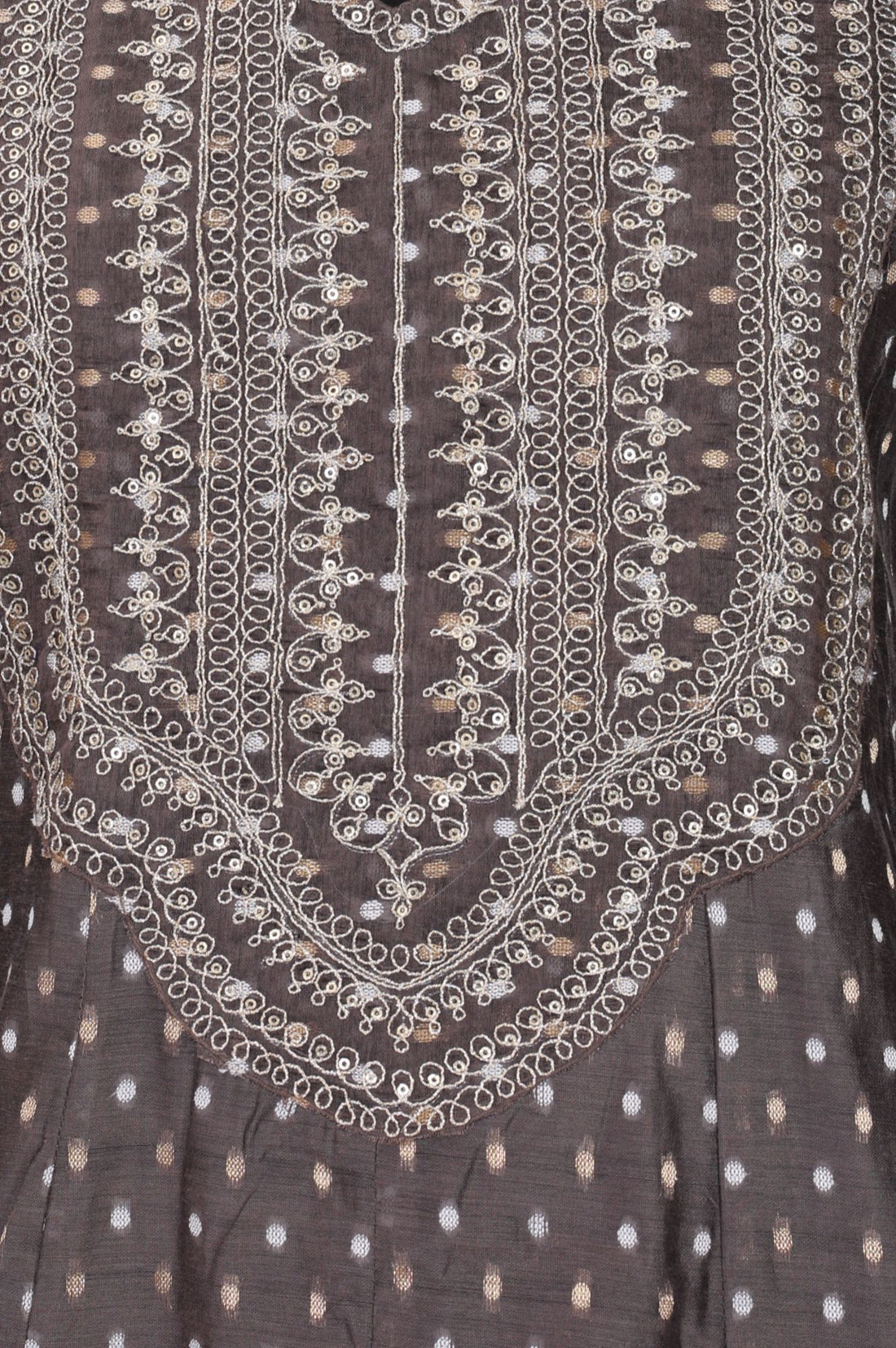Grey Yarn Dyed Embroidered Chanderi Butti A-line Kurta