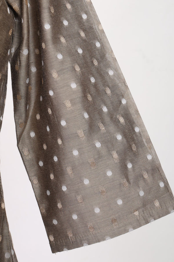 Taupe Yarn Dyed Embroidered Chanderi Straight Kurta