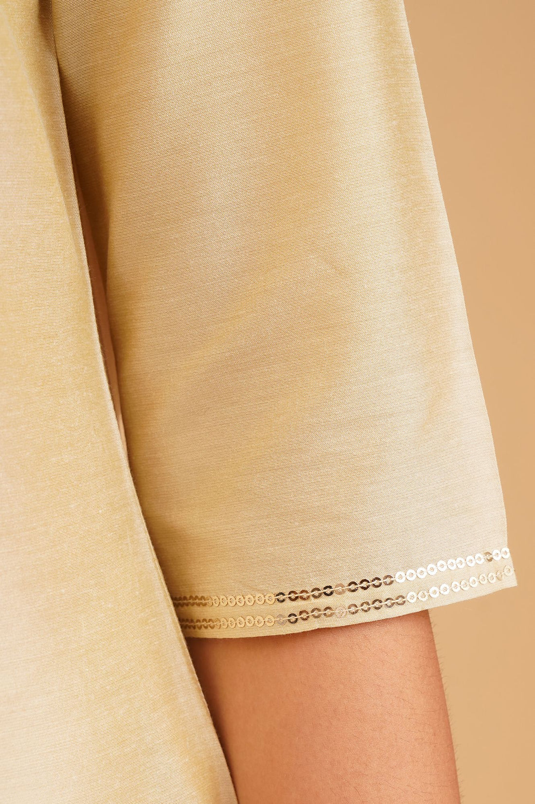Beige Embroidered A-line Kurta