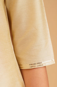 Beige Embroidered A-line Kurta