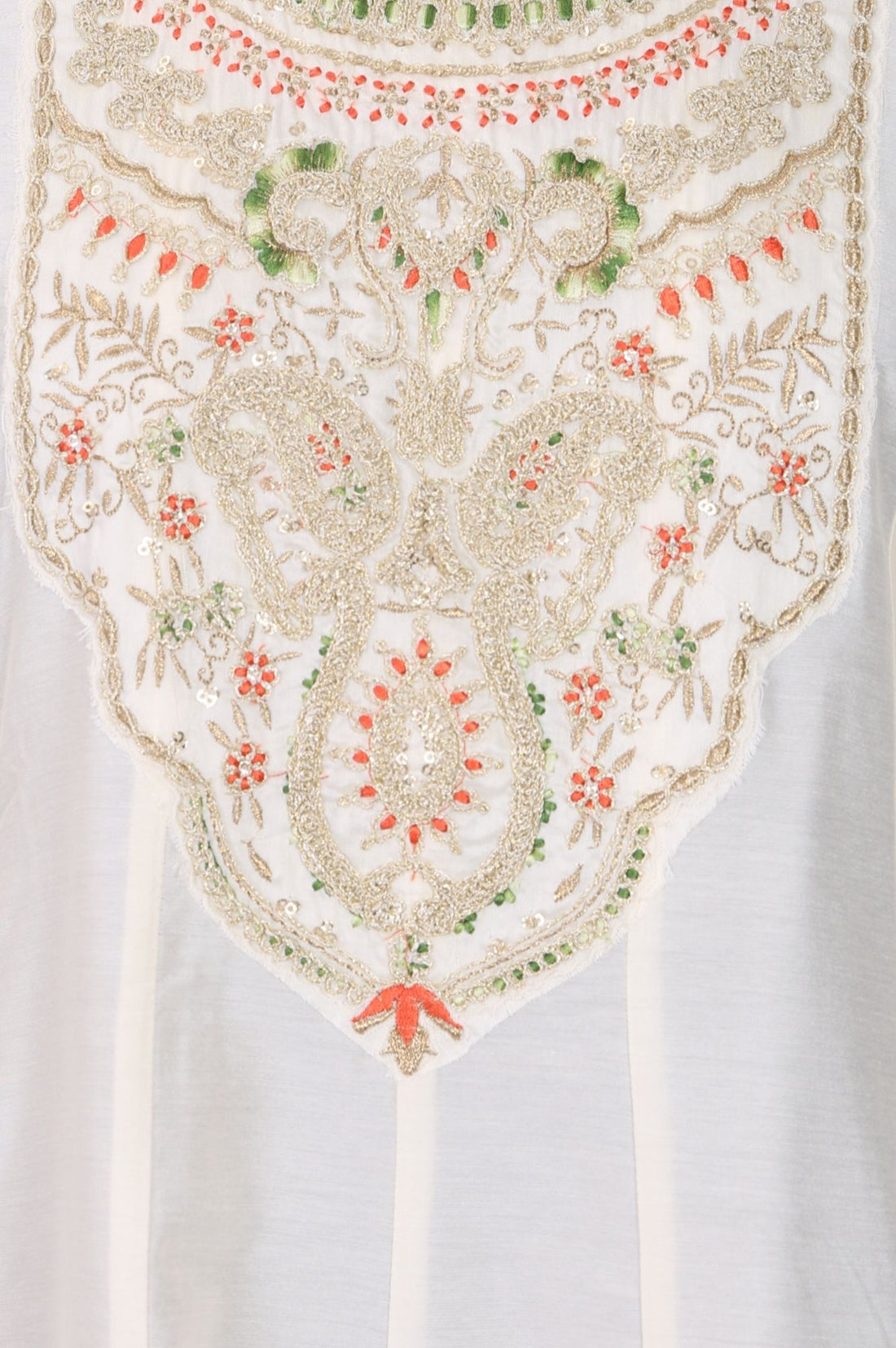 Off White Yarn Dyed Zari Embroidered A-line Kurta