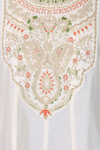 Off White Yarn Dyed Zari Embroidered A-line Kurta