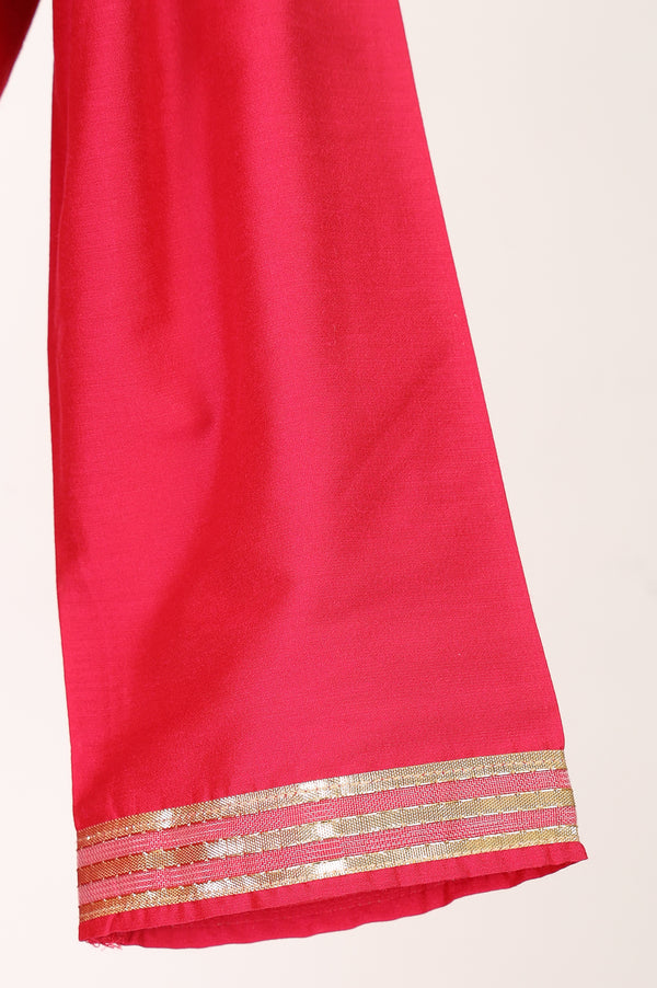 Fuchsia Zari Embroidered Flared Kurta