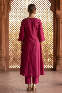 Pink Embroidered Straight Kurta