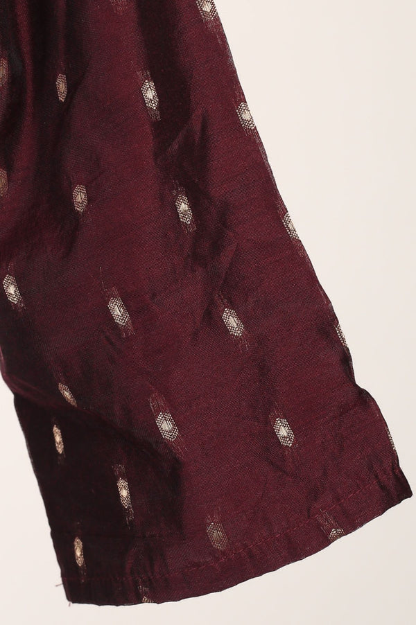 Maroon Yarn Dyed Embroidered Chanderi Flared Kurta