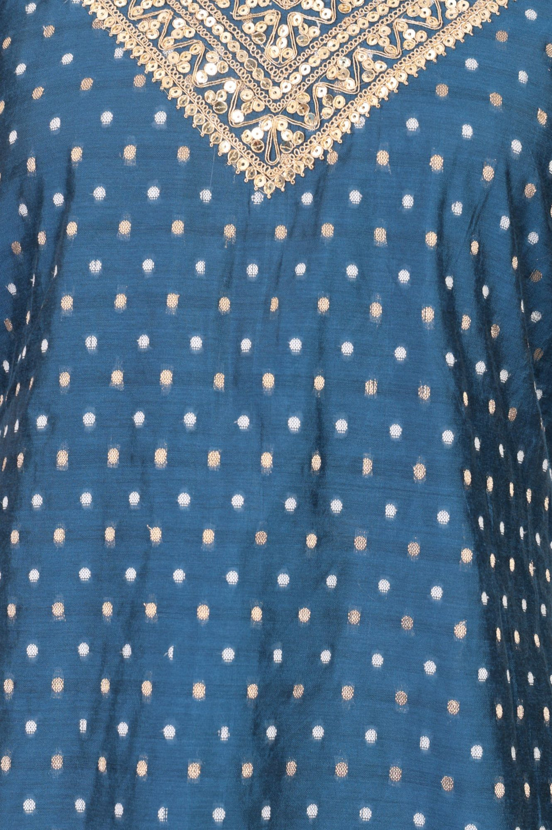 Blue Sequinned Yarn Dyed Chanderi Straight Kurta