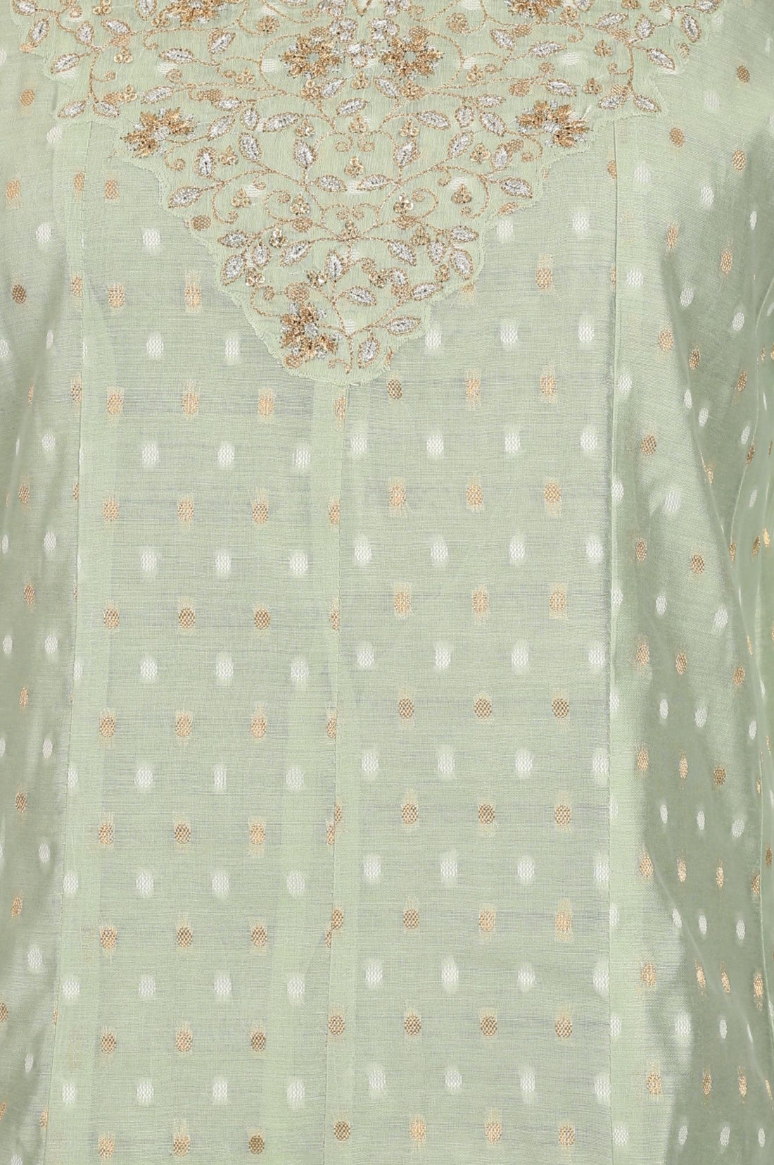 Sea Green Yarn Dyed Textured Zari Chanderi Flared Kurta