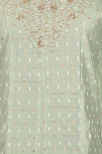 Sea Green Yarn Dyed Textured Zari Chanderi Flared Kurta