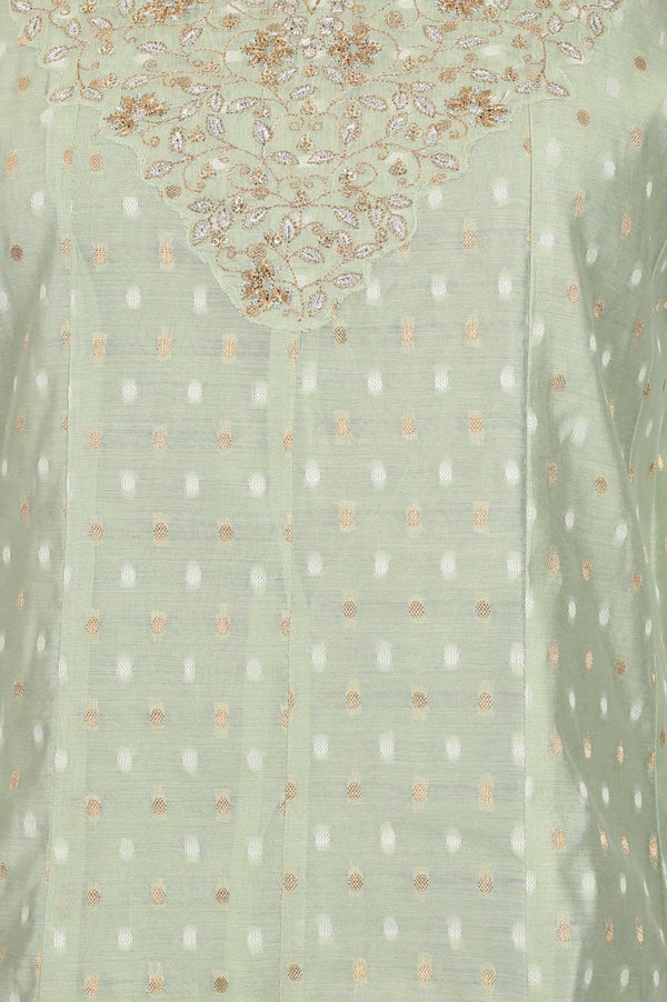 Sea Green Yarn Dyed Textured Zari Chanderi Flared Kurta