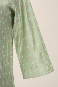 Sea Green Yarn Dyed Textured Zari Chanderi Flared Kurta