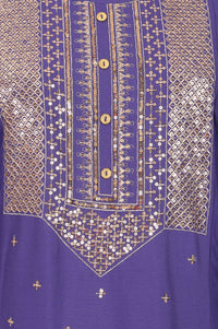 Purple Sequinned Rayon Straight Kurta