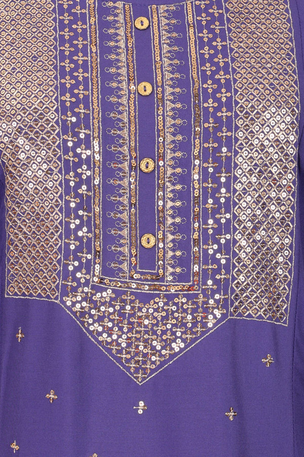 Purple Sequinned Rayon Straight Kurta