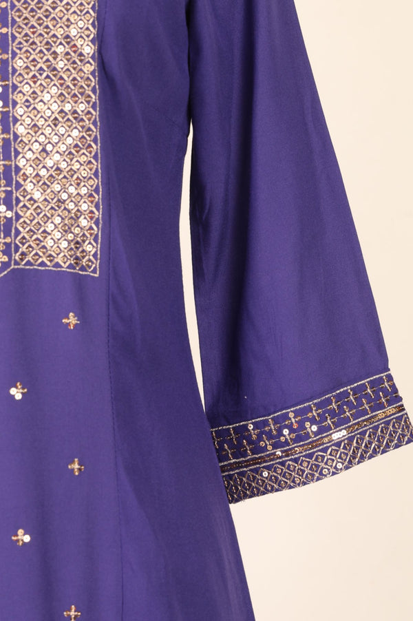 Purple Sequinned Rayon Straight Kurta