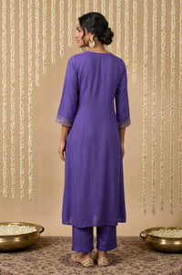 Purple Sequinned Rayon Straight Kurta