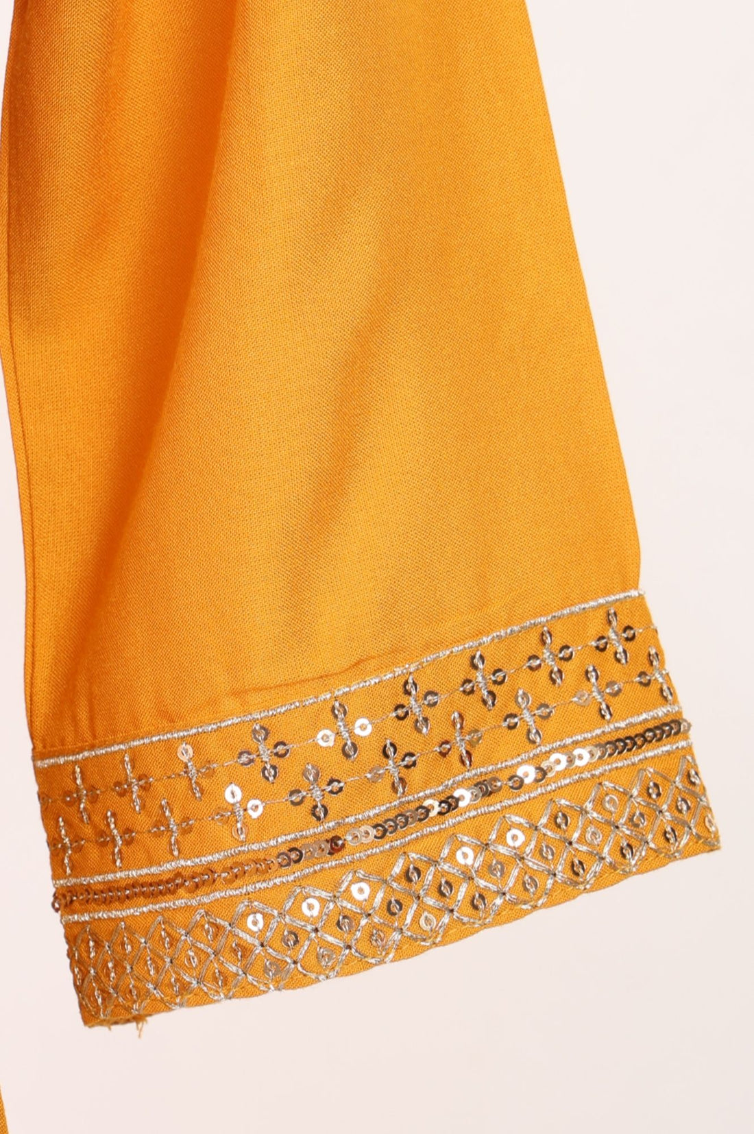 Yellow Sequin Rayon Straight Kurta
