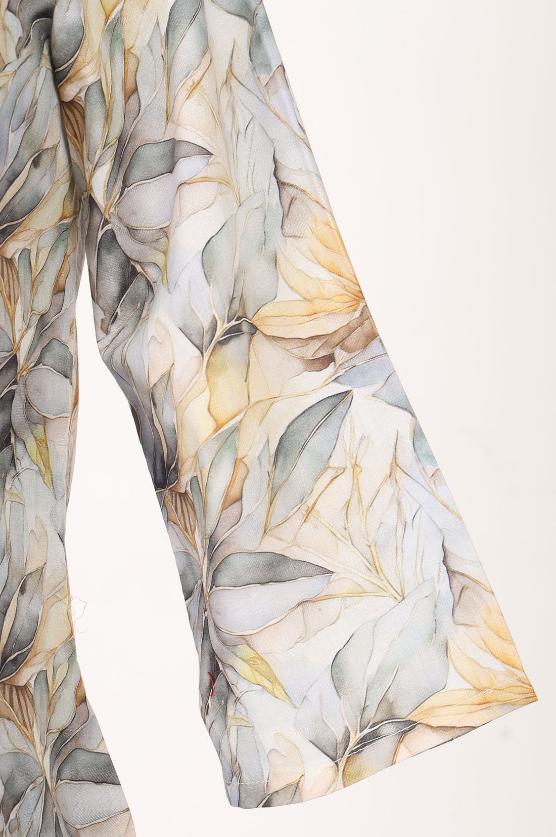 Off White Floral Printed Pure Cotton Flared Kurta
