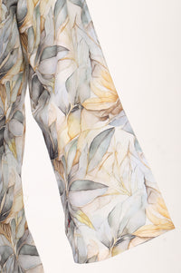 Off White Floral Printed Pure Cotton Flared Kurta