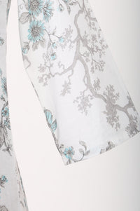 White Floral Printed Pure Cotton A-line Kurta