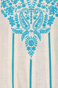 Off White Embroidered Pure Cotton Flared Kurta