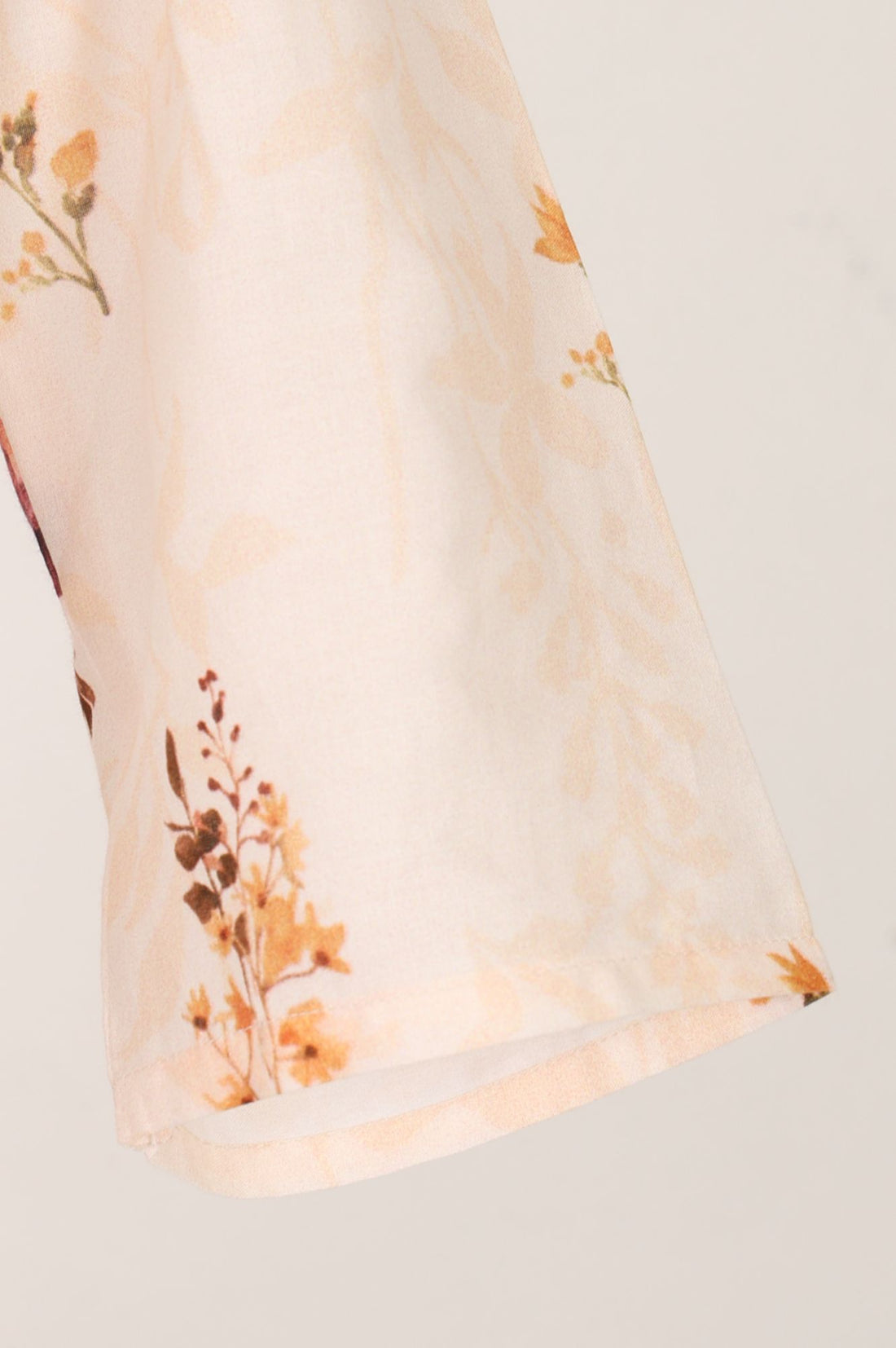 Beige Floral Printed Pure Cotton Straight Kurta