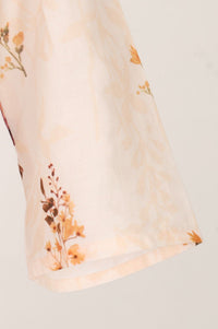 Beige Floral Printed Pure Cotton Straight Kurta