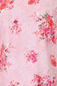 Pink Floral Printed Pure Cotton Straight Kurta