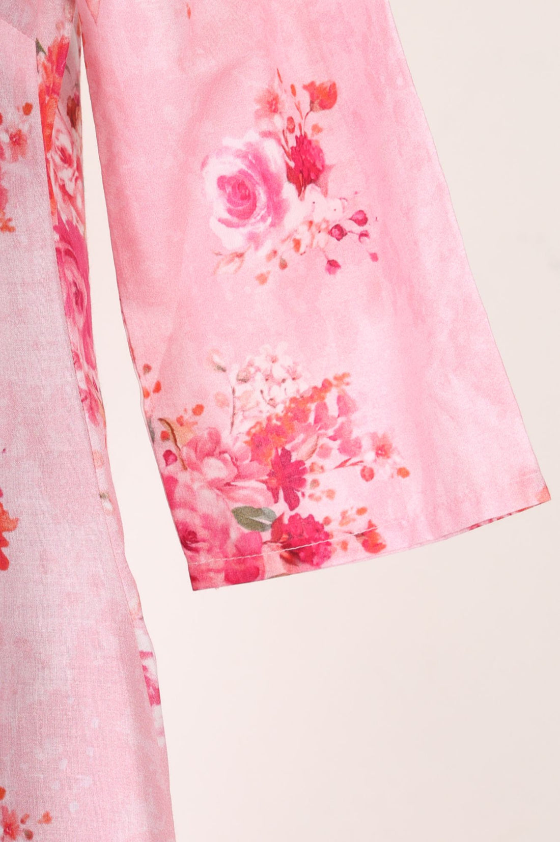 Pink Floral Printed Pure Cotton Straight Kurta