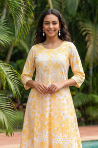White Ethnic Motifs Pure Cotton A-line Kurta