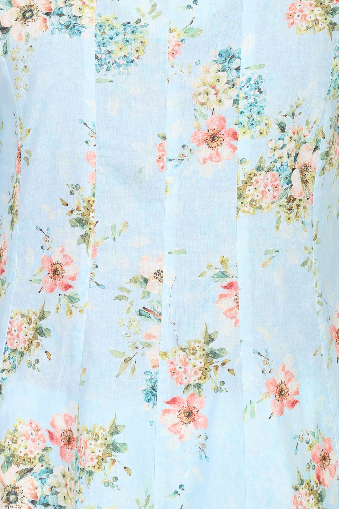 Blue Floral Printed Pure Cotton Flared Kurta