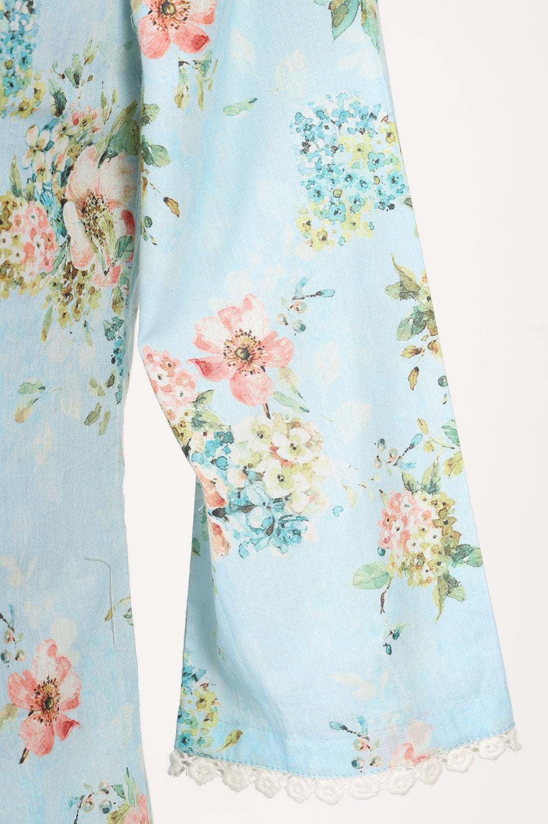 Blue Floral Printed Pure Cotton Flared Kurta