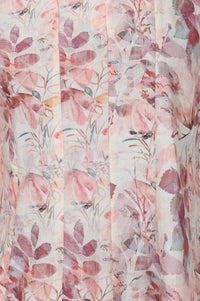 Off White Floral Printed Cotton Shimmer A-line Kurta with Lace