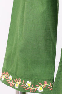 Green Embroidered Pure Cotton Flared Kurta