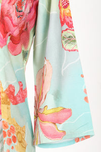 Mint Green Floral Printed Rayon Flared Kurta