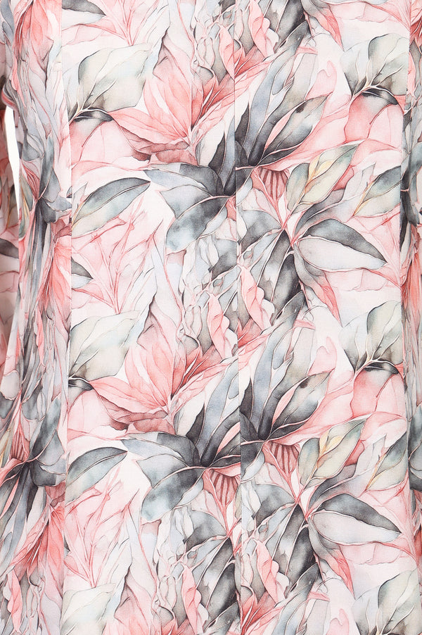 Off White Floral Printed Rayon Flared Kurta