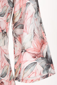 Off White Floral Printed Rayon Flared Kurta