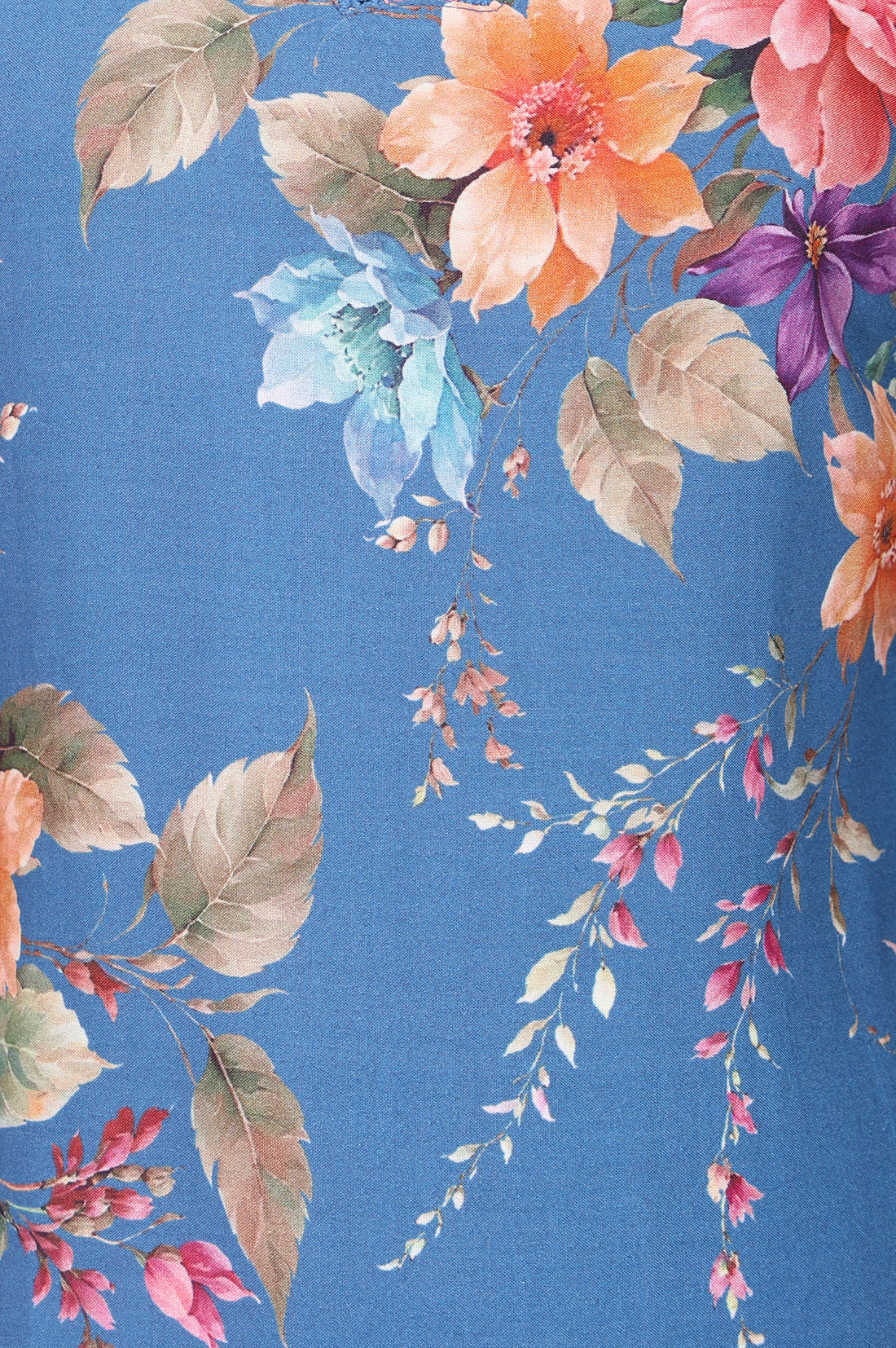 Blue Floral Printed Straight Kurta