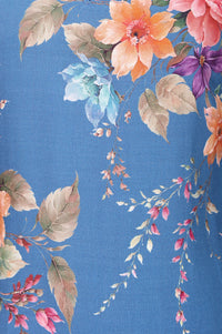 Blue Floral Printed Straight Kurta