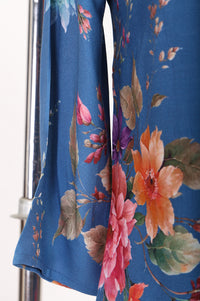 Blue Floral Printed Straight Kurta
